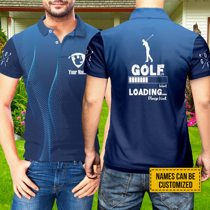 Petthouse | Custom Name Golf Loading Please Waited Polo Shirt, Funny Golfer Christmas Gift