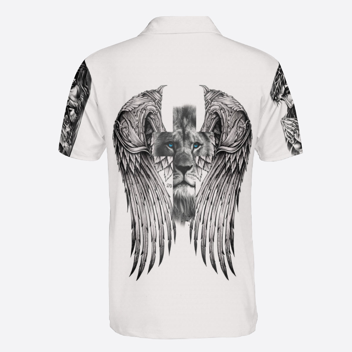 Petthouse | Jesus Artwork Polo Shirt Angel Wings Polo Shirt Christ Lion Polo Angel Wings Polo Christian Gift