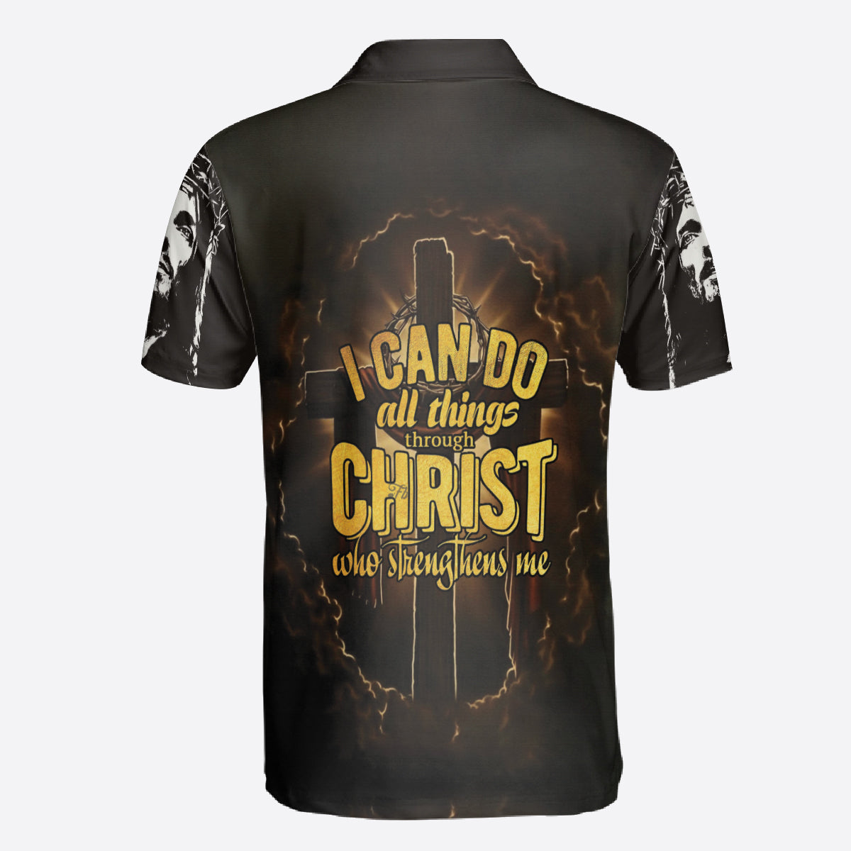 Petthouse | I Can Do All Things Through Christ Polo Shirt Cross Faith Over Fear Polo Shirt Jesus Christian Polo