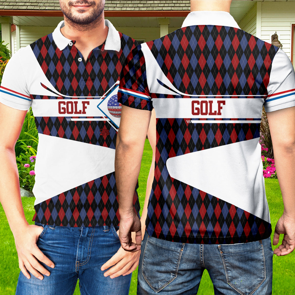 Petthouse | Golf Argyle Pattern Polo Shirt Golf Lover Gift Golf Men Gift Unisex Polo Shirt