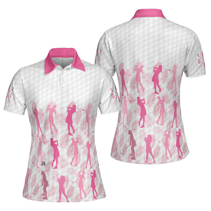 Petthouse | Golf Girl Polo Shirt Pink Golf Polo Shirt Unisex Polo Shirt For Women Golf Tropical Shirt