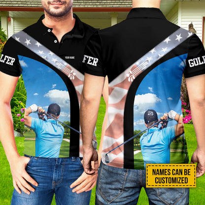 Petthouse | Personalized Name Golfer Gift Polo Shirt, Golf Player Father's Day Gift Christmas Day Gift