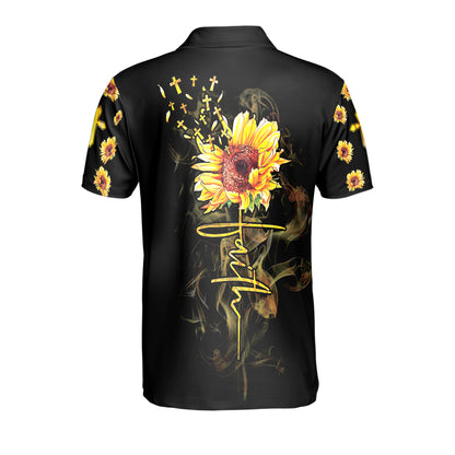 Petthouse | Faith Christian Cross Sunflower Polo Shirt Jesus God Christ Sport Shirt Sunflower Lovers Gift