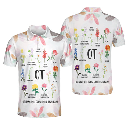 Petthouse | Occupational Therapy Flowers Floral Polo Shirt Occupational Therapist Sport Shirt Friends Gift