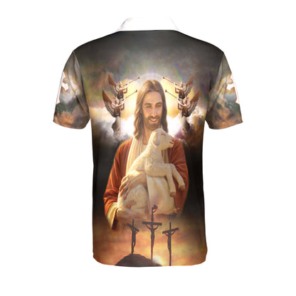 Petthouse | Jesus And Lamb Christian Religious Polo Shirts Christian Apparel Faith Gift