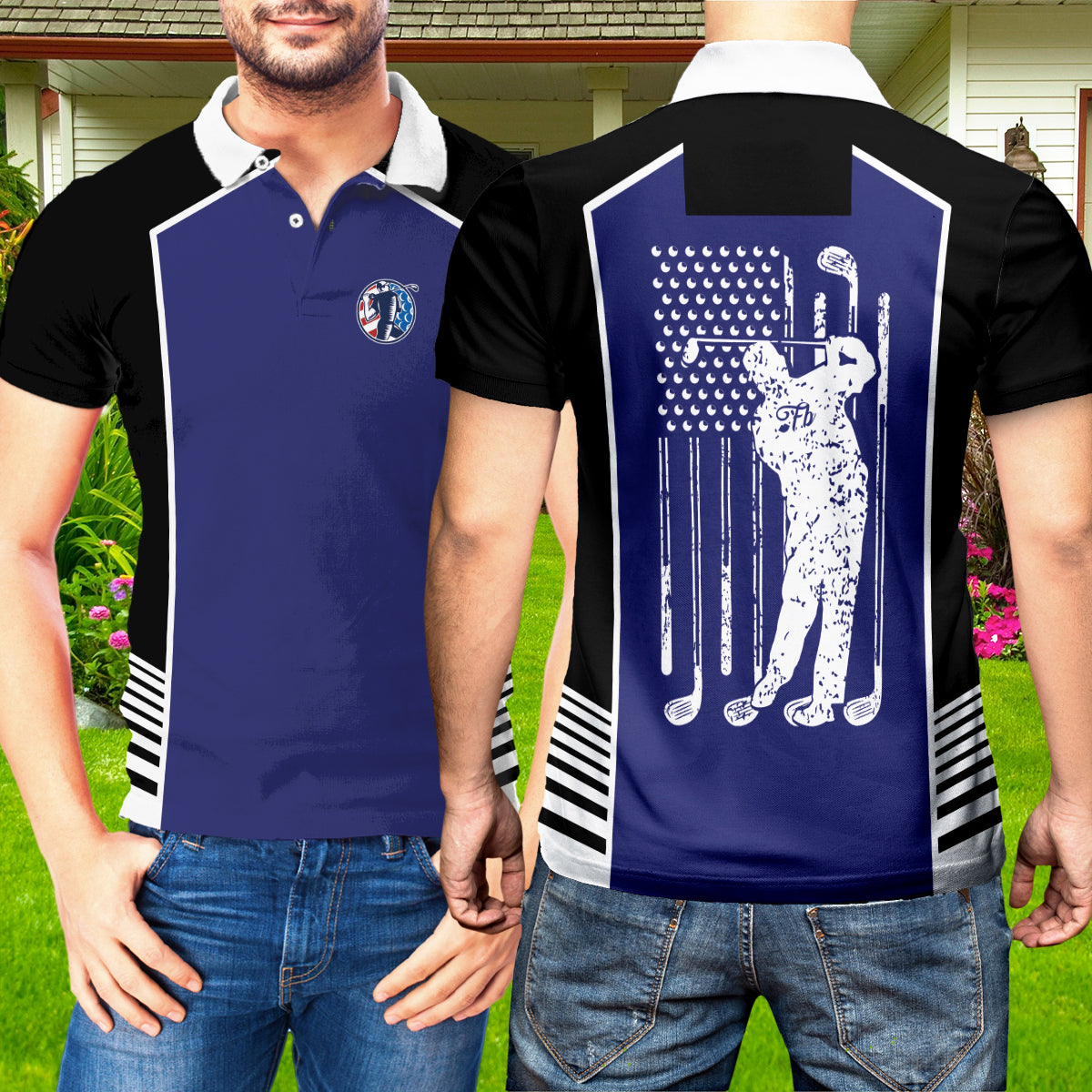 Petthouse | Golf Man Polo Shirt American Flag Golf Polo Shirt Golf Player Shirt Gift For Men