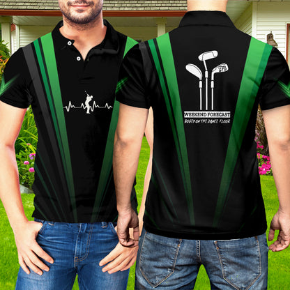 Petthouse | Black Green Golfer Polo Shirt, Weekend Forecast Bogey On The Dance Floor Quote Christmas