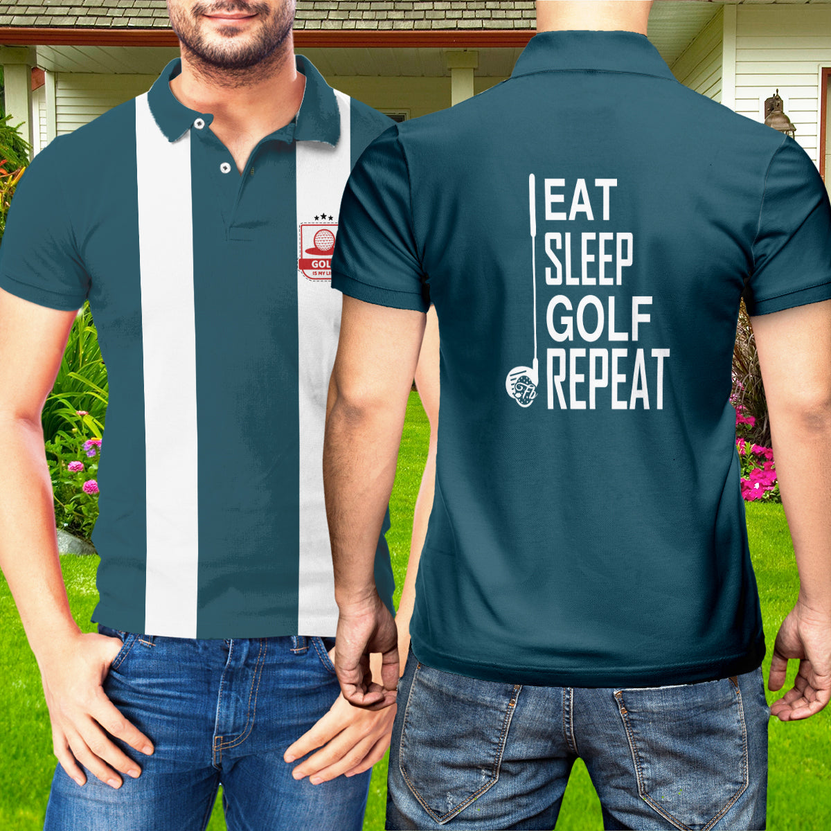 Petthouse | Golf Polo Shirt Eat Sleep Golf Repeat Golf Player Gift Unisex Polo Shirt
