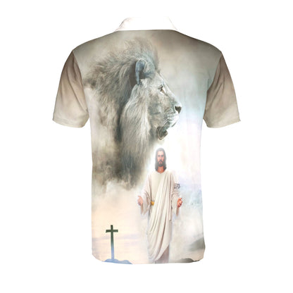 Petthouse | Jesus Christian Lion Of Judah Polo Shirt The Holy Cross Sport Shirt Jesus Lover Gift Religious Gift