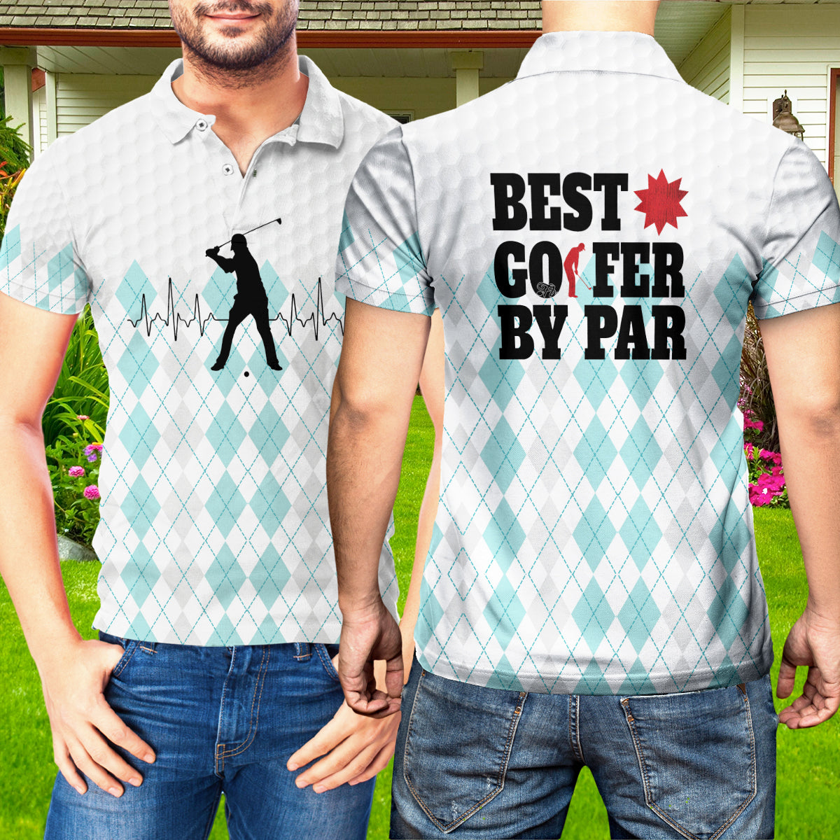 Petthouse | Golf Heart Beat Polo Shirt, Best Golfer By Par Polo Shirt, Golf Player Gift, Golfer Gift