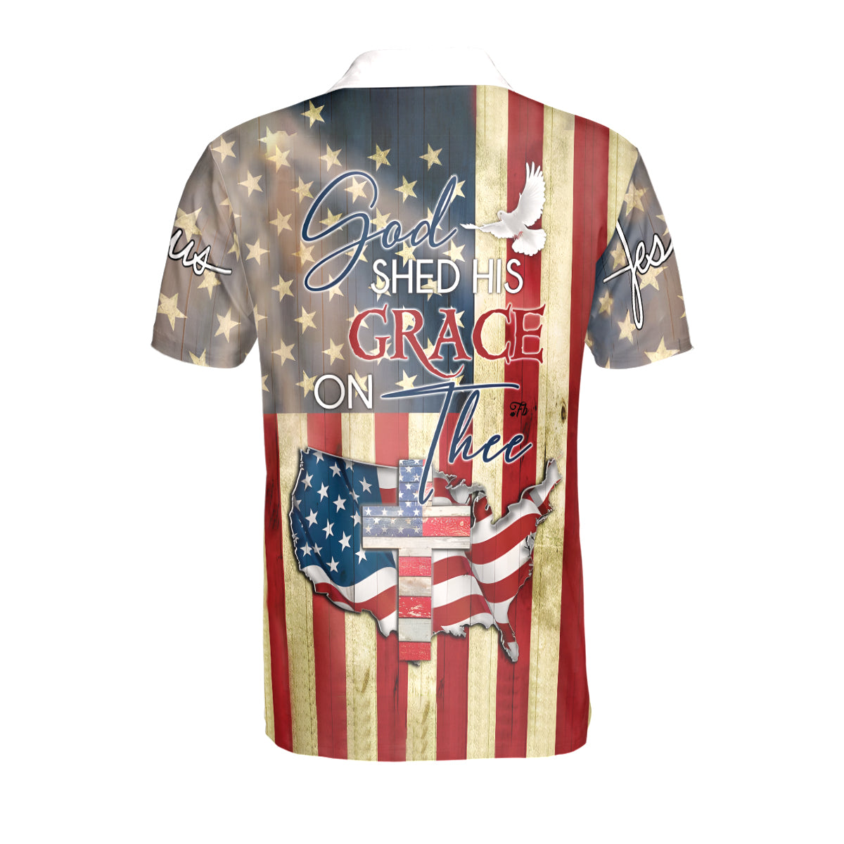 Petthouse | Christian Cross American Flag Polo Shirt Jesus God Christ Sport Shirt 4th Of July Gift Dad Gift