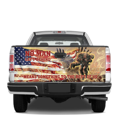 Petthouse | Eagle American Flag Veteran No Man Left Behind Tailgate Wrap Vinyl Graphic Decal Sticker