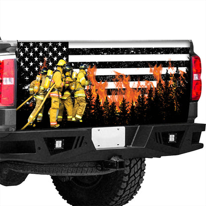 Petthouse | Firefighter American Printed Tailgate Wrap, Firemen Dad Truck Decor