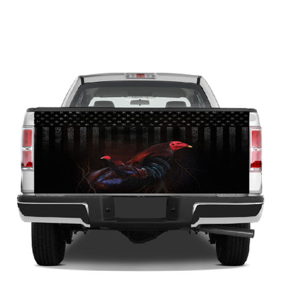 Petthouse | Fighting Cock Tailgate Wrap American Flag Tailgate Cover American Fighting Cock Cover Car Decor