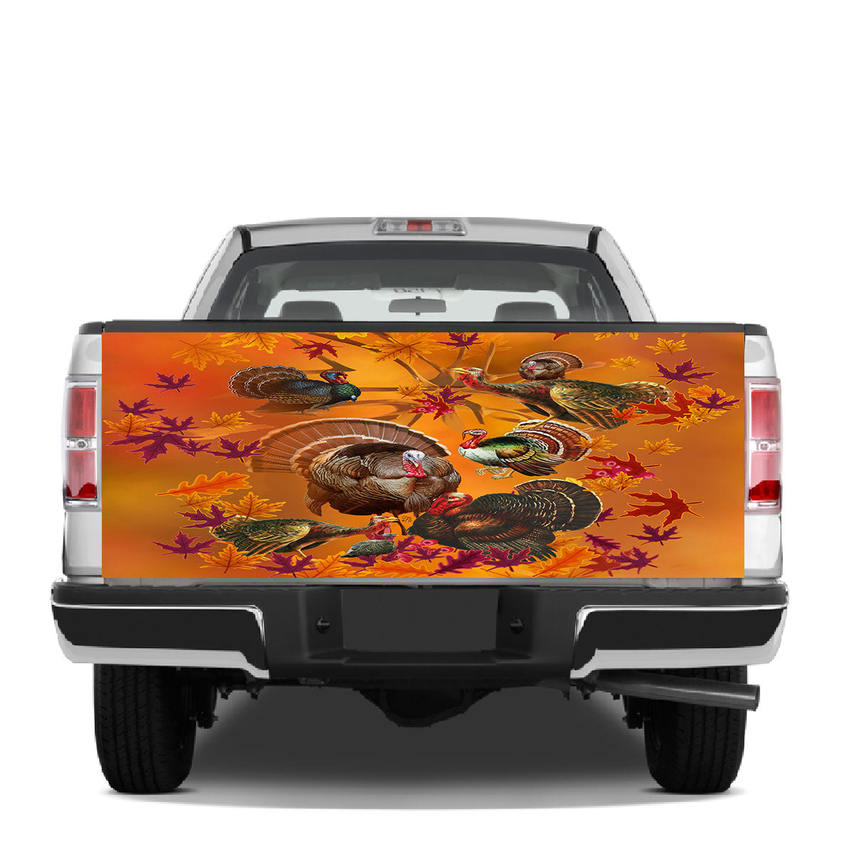 Petthouse | Turkey Artwork Tailgate Wrap Leaves Pattern Tailgate Wrap Thanksgiving Tailgate Wrap Car Decor