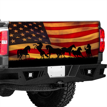 Petthouse | Horse American Flag Truck Tailgate Wrap Decal Horse Truck Vinyl Wrap American Flag Patriotic