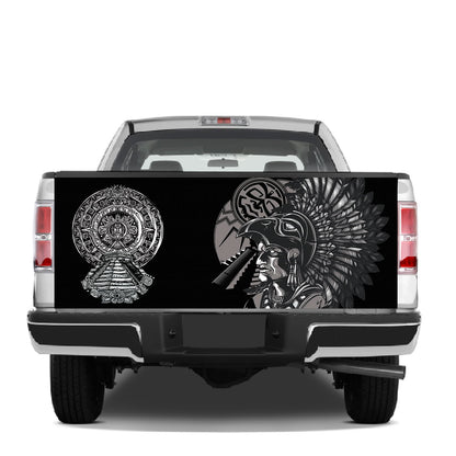 Petthouse | Aztec Sun Pattern Tailgate Wrap Aztec Warrior Tailgate Cover Aztec Pattern Wrap Car Decoration