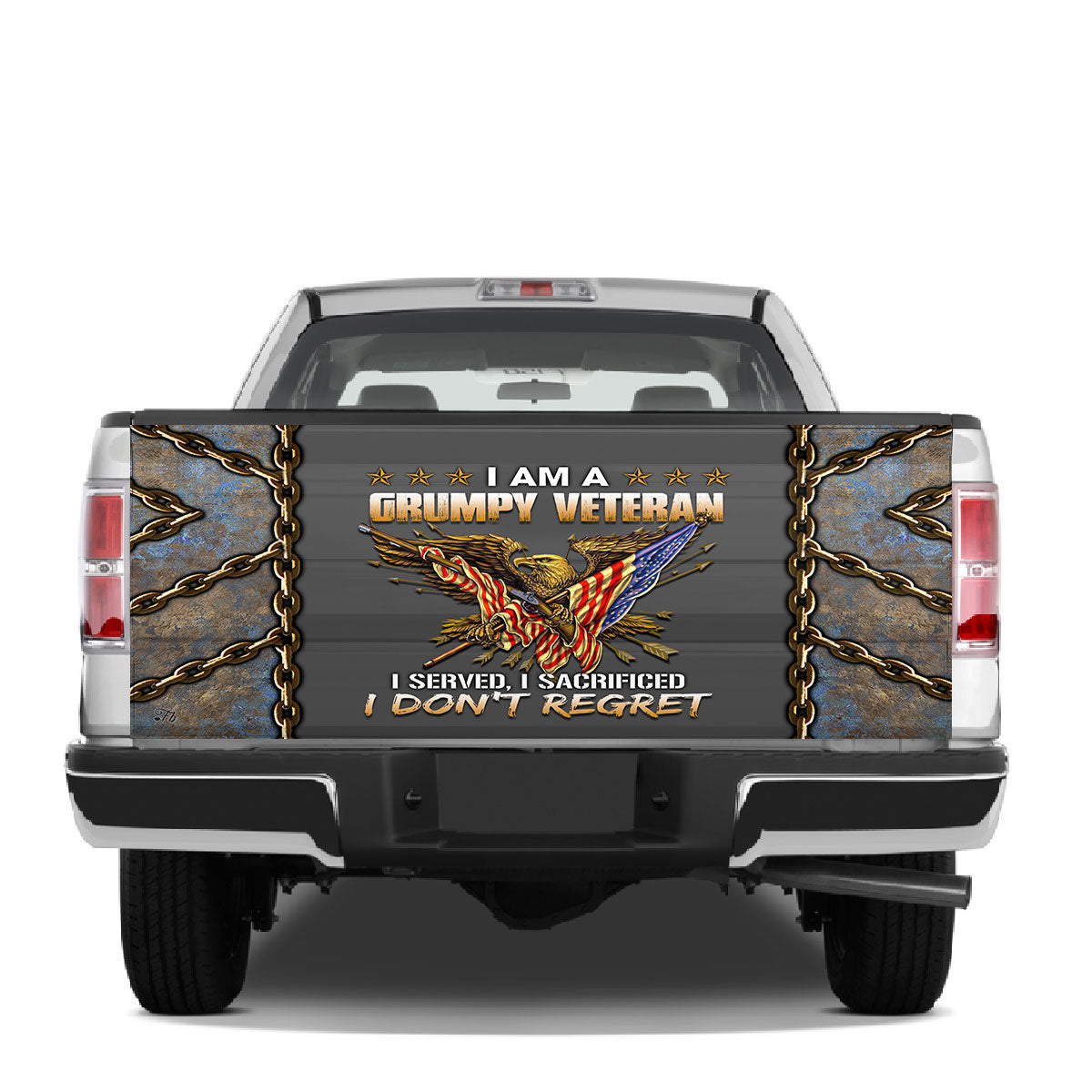 Petthouse | I Am A Grumpy Veteran Tailgate Wrap American Eagle Tailgate Cover I Served I Sacrificed