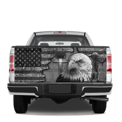 Petthouse | American Eagle Tailgate Wrap Warrior Kneeing Tailgate Cover Fallen Veteran Decal Car Accessories