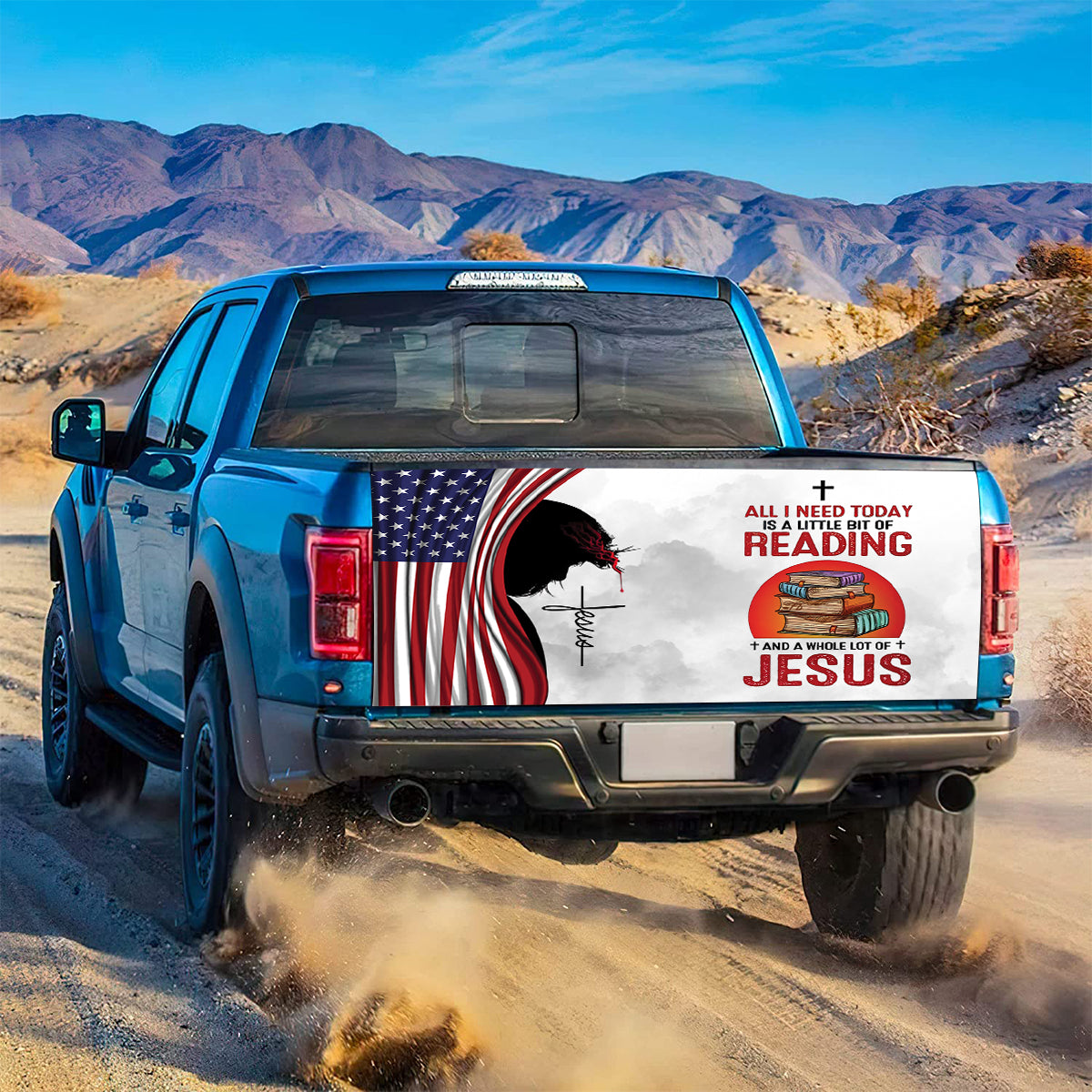 Petthouse | God Blessed America Tailgate Wrap Christ Jesus God Tailgate Wrap American Patriot Christian Gift