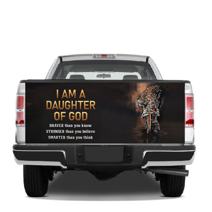 Petthouse | Christ Fighter Tailgate Wrap Lion Jesus Tailgate Cover I Am A Daughter Of God