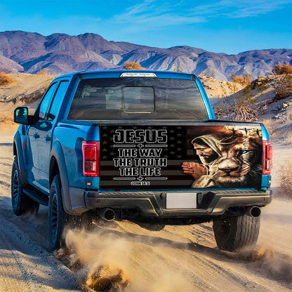 Petthouse | Jesus Lion Of Judah Truck Tailgate Wrap Jesus Blessed American Tailgate Wrap Christian Car Decor