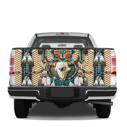 Petthouse | Native American Breastplate Buffalo Skull Tailgate Wrap Decal Native Indigenous Pride