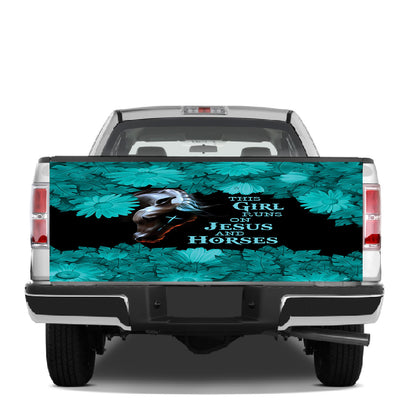 Petthouse | This Girl Runs On Jesus And Horses Tailgate Wrap Horse Christ Tailgate Wrap Car Decoration