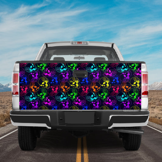 Petthouse | Skull Colorful Pattern Printed Tailgate Wrap, Skull Lovers Day Of The Dead Christmas Day