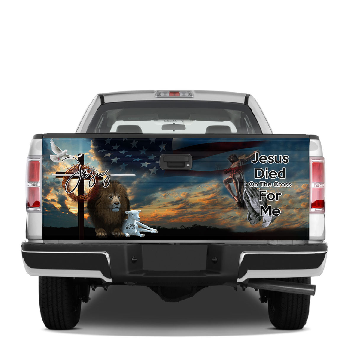 Petthouse | Lion Lamb Christian Tailgate Wrap, Jesus Died On The Cross For Me Christian Truck Decor