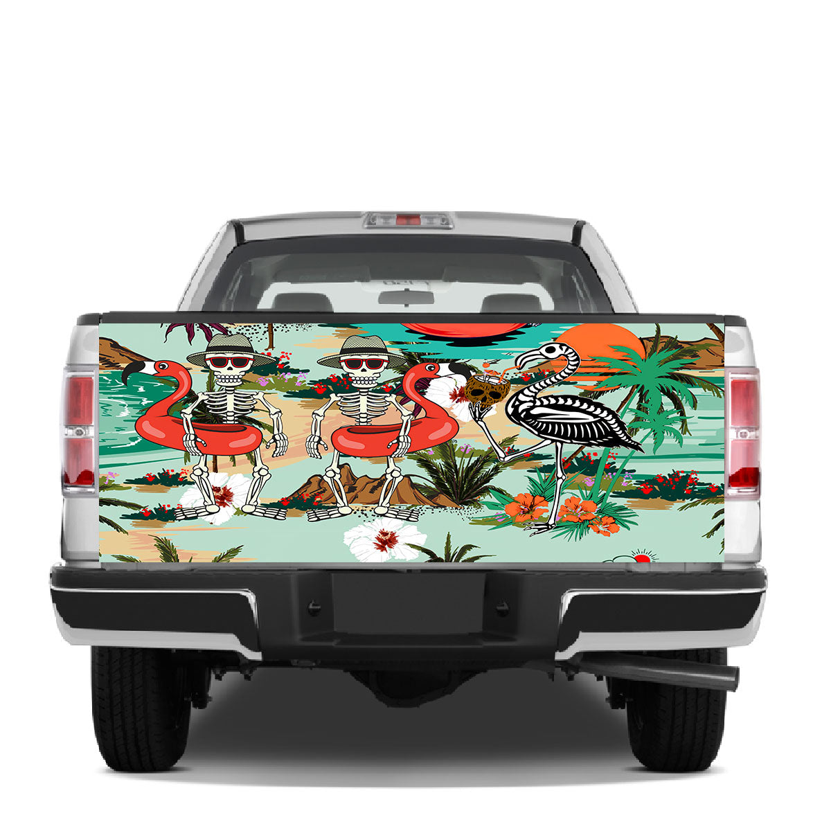 Petthouse | Mexico Style Skeleton Tailgate Wrap Summer Beach Artwork Tailgate Cover Car Decoration