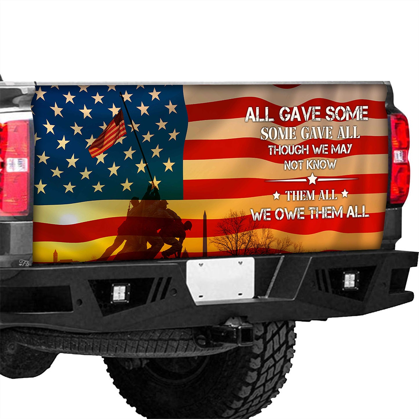 Petthouse | All Gave Some Wrap American Warriors Tailgate Cover America Flag Wrap Patriot Car Decoration