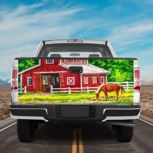 Petthouse | Horse Vintage Farmhouse Printed Tailgate Wrap, Farmer Holiday Truck Decor, Horse Riding