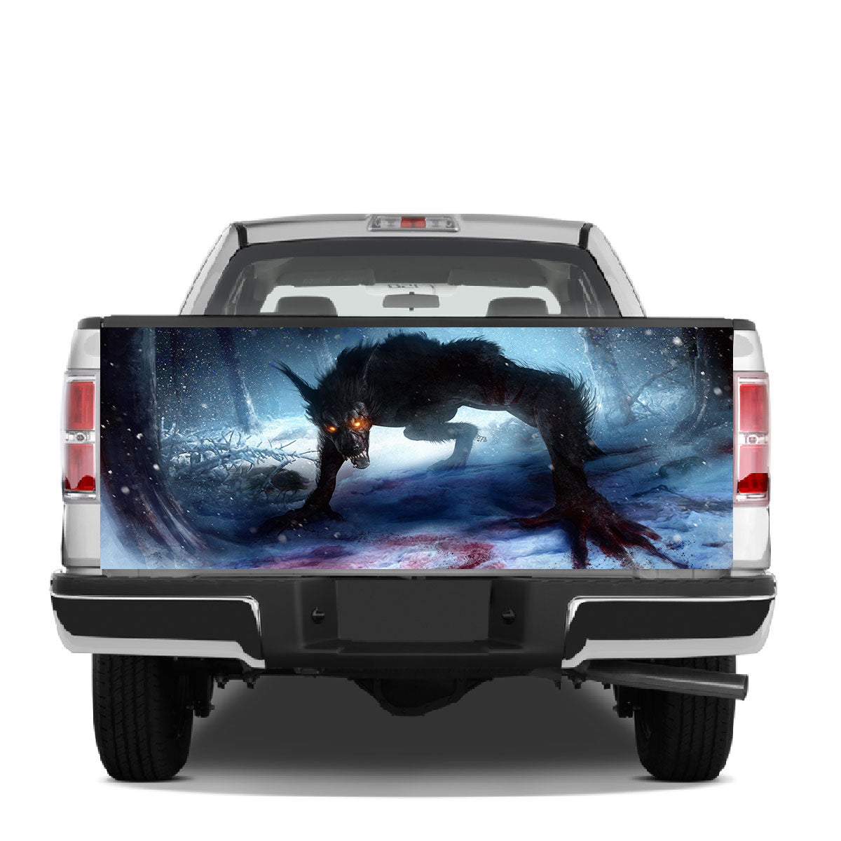 Petthouse | Werewolf Tailgate Wrap Wolf Tailgate Cover Horror Snowing Night Car Decal Car Decoration