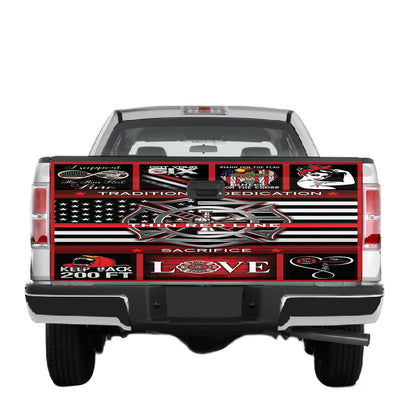 Petthouse | Firefighter American Flag Thin Red Line Truck Tailgate Decal Wraps Bumper Stickers Graphics