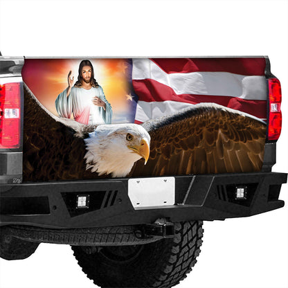 Petthouse | Eagle Jesus American Tailgate Wrap, Patriotic Day Holiday Truck Decor Gift