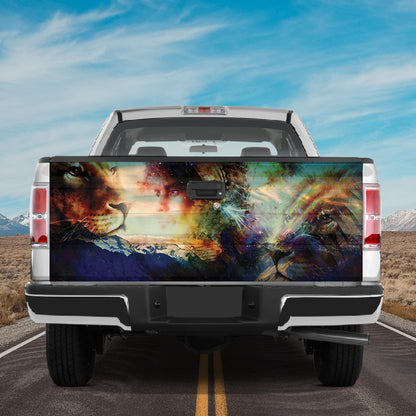 Petthouse | Christ Lion Tailgate Wrap Fanciful Art Wrap Christ Tailgate Cover Lion Mountain Cover Car Decor