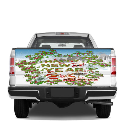 Petthouse | Happy New Year And Merry Christmas Tailgate Wrap Plant Pattern Wrap Holiday Decoration