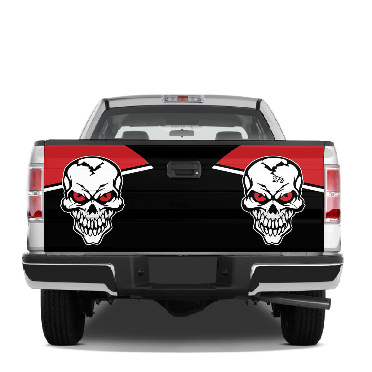 Petthouse | White Skull Tailgate Wrap Couple Skull Wrap Skull Red Eyes Cover Car Decoration