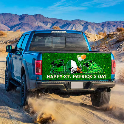 Petthouse | Pug Dog Happy St Patrick's Day Truck Tailgate Wrap St Patrick Day Dog