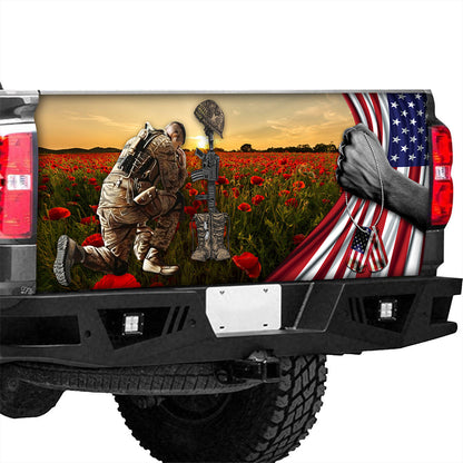 Petthouse | Veteran Kneel Truck Tailgate Wrap Veteran Poppy Field Tailgate Decal Rememberance Day Never Forget