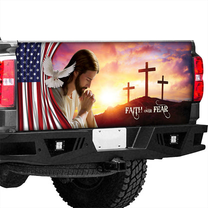 Petthouse | Jesus Dove American Printed Tailgate Wrap, Faith Over Fear Christian Gift Idea