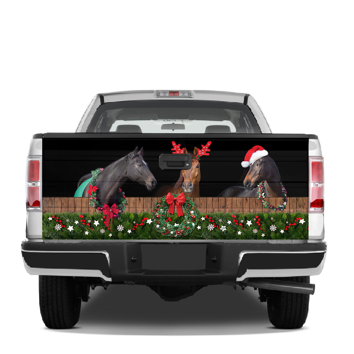 Petthouse | Christmas Horse Tailgate Wrap, Horse Team Tailgate Wrap, Christmas Car Decor, Horse Lover