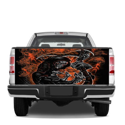 Petthouse | The Death Artwork Tailgate Wrap Death Smoke Pattern Tailgate Wrap Horror Style Wrap Car Decoration