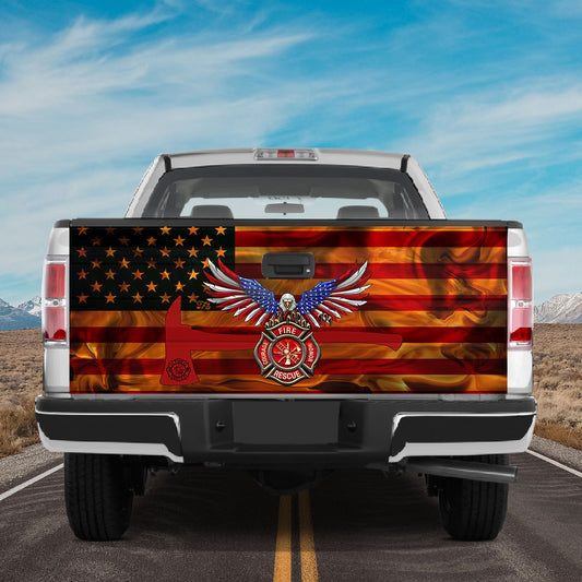 Petthouse | American Firefighter Tailgate Wrap Decal Vinyl Wrap Decal Fireman Pride