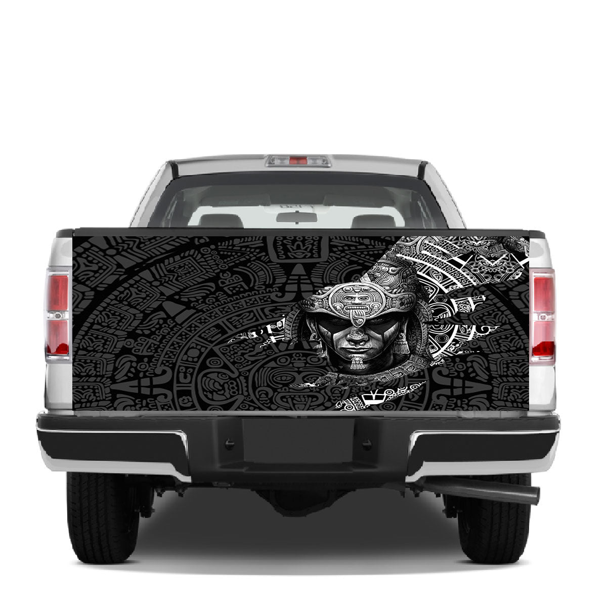 Petthouse | Aztec Warrior Tailgate Wrap Aztec Calendar Pattern Tailgate Cover Aztec Style Cover Car Decoration