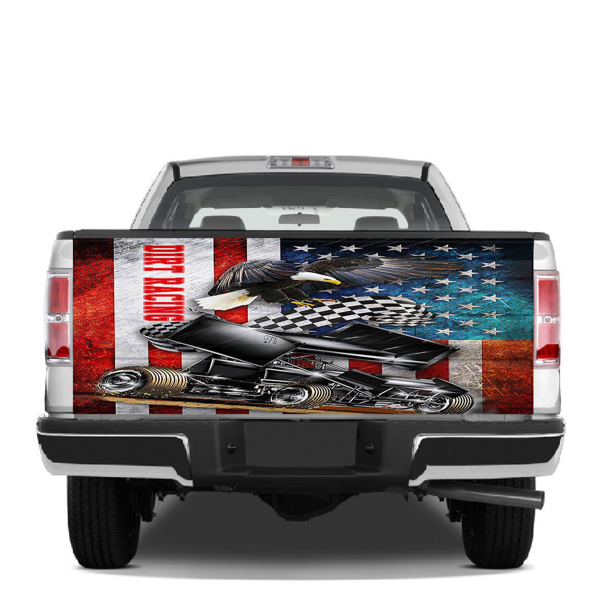 Petthouse | Eagle Dirt Racing Truck Tailgate Decal Car Racing Dirty Flag American Flag Vintage Racing Lover