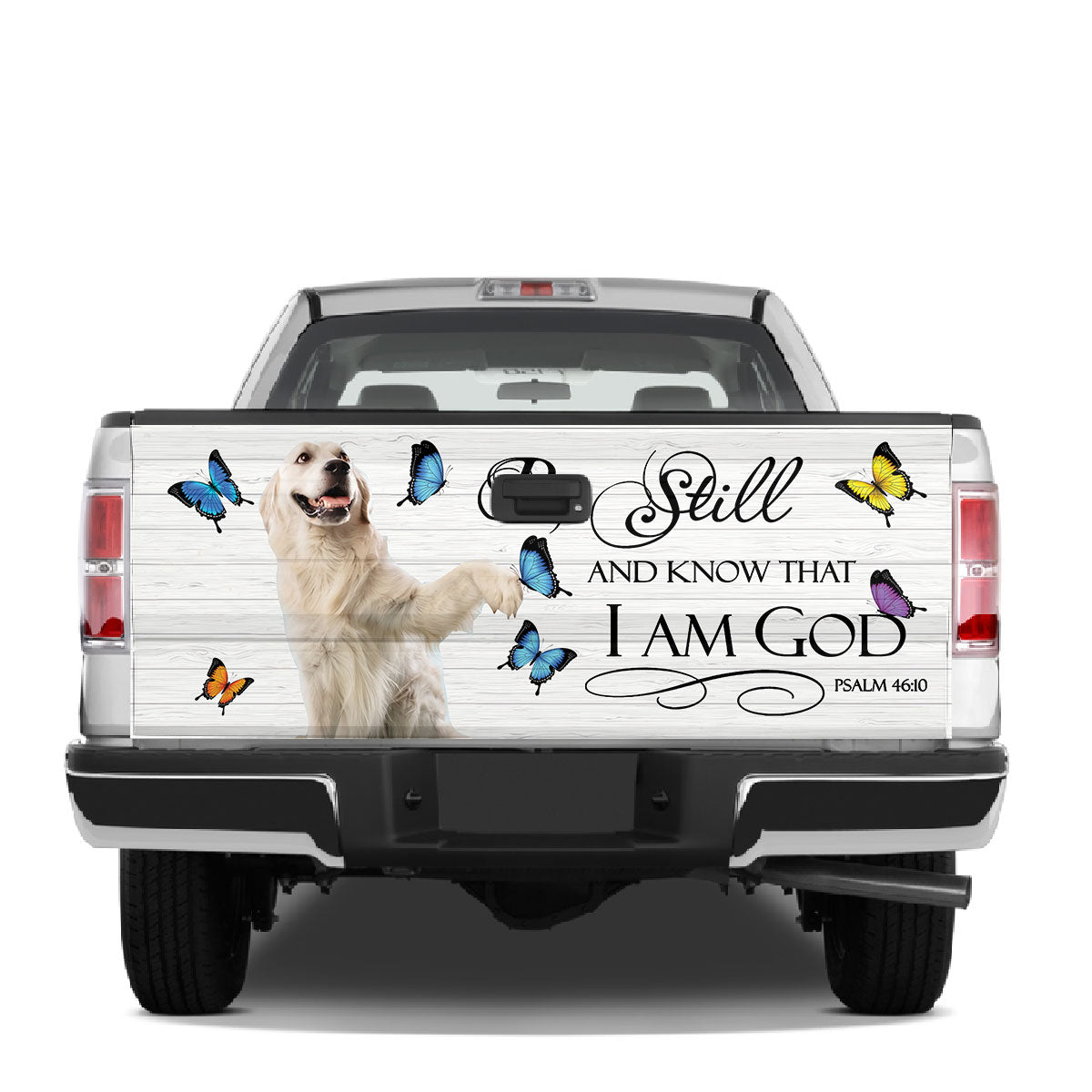 Petthouse | Golden Retriever Tailgate Wrap Puppies Dog Butterfly Be Still And Know That I Am God