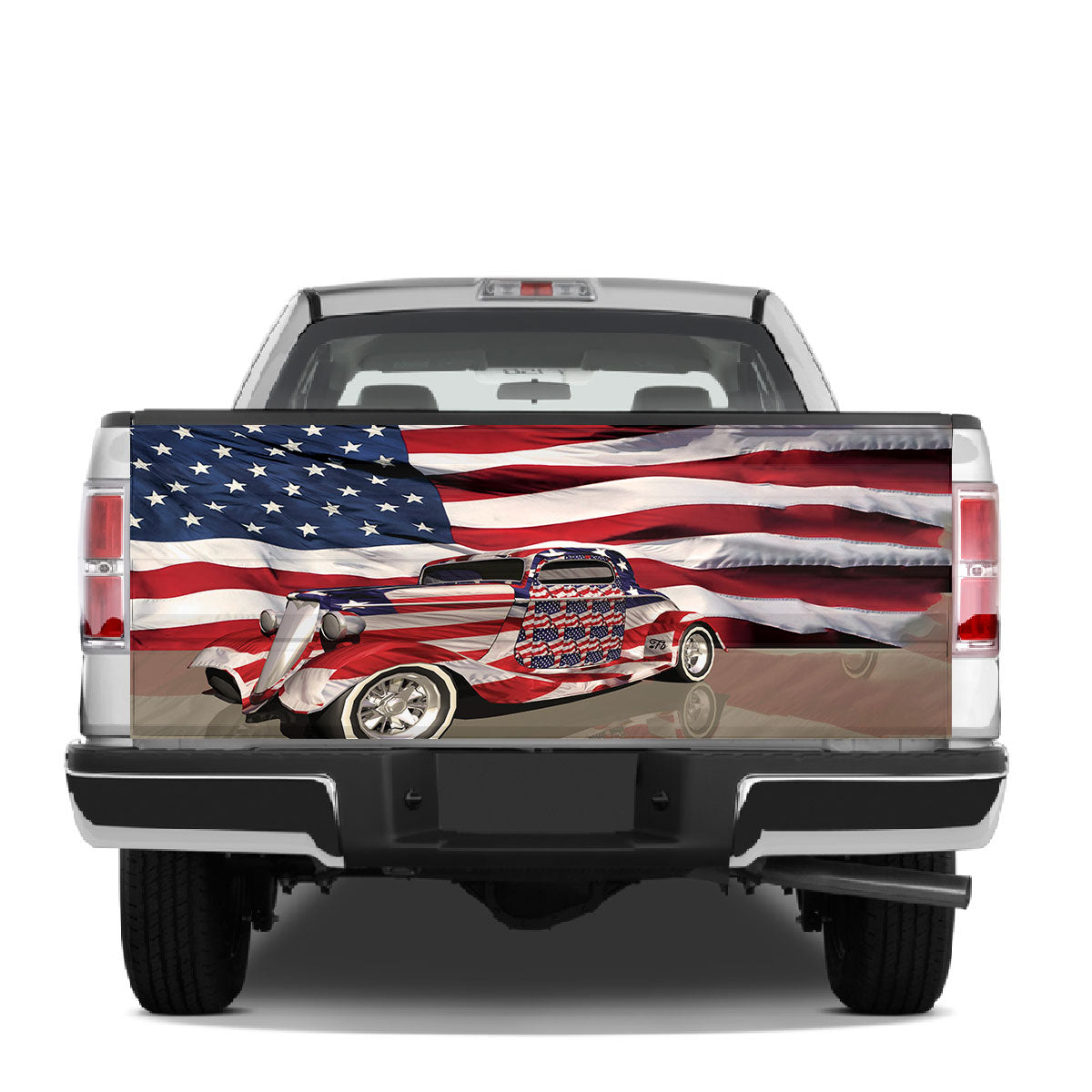 Petthouse | American Flag Car Truck Tailgate Wrap Decal Vintage Car Ancient Car Dad Gift