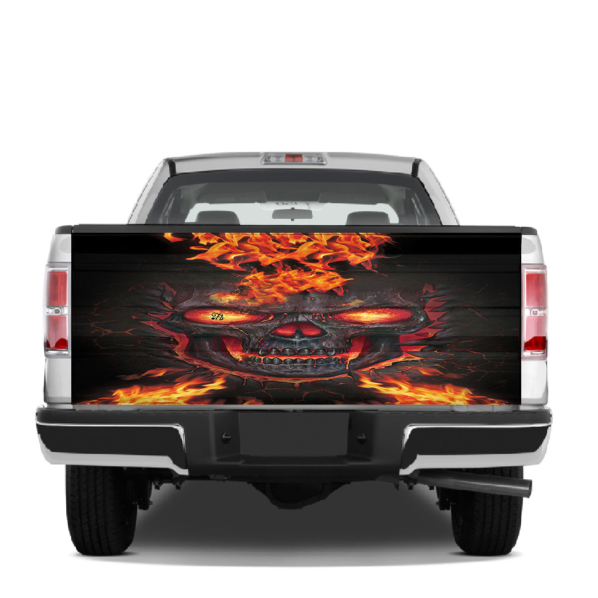 Petthouse | Skull Flaming Tailgate Wrap Skull Burning Tailgate Wrap Lava Skull Wrap Car Decoration